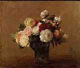 Roses in a Glass Vase by Henri Fantin-Latour